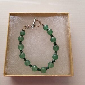 Handmade Green Glass Beaded Bracelet